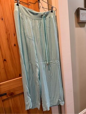 Soft Surroundings Light Aqua Drawstring Palazzo Pants